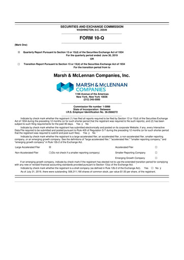 Vorschaubild Marsh & McLennan Companies 10-Q Quartalsbericht 2019 
