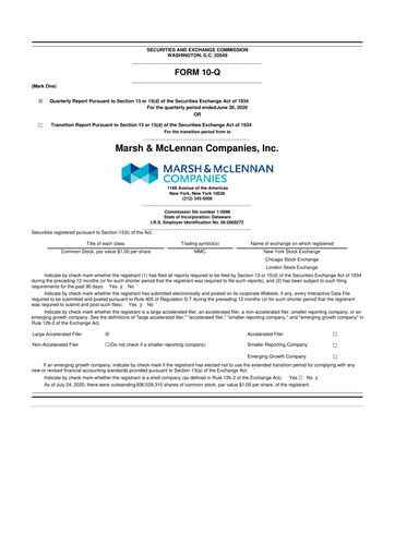 Vorschaubild Marsh & McLennan Companies 10-Q Quartalsbericht 2020 