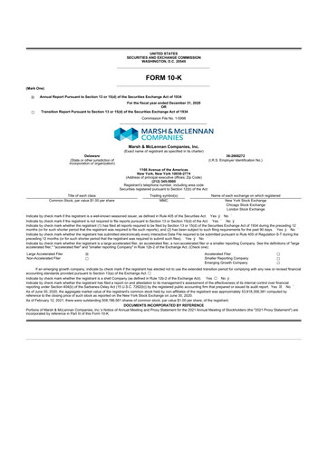 Thumbnail Marsh & McLennan Companies 10-K Annual Report 2020