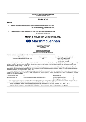 Vorschaubild Marsh & McLennan Companies 10-Q Quartalsbericht 2021 