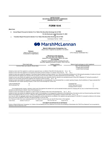 Thumbnail Marsh & McLennan Companies 10-K Annual Report 2022