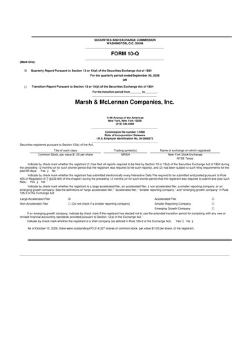 Thumbnail Marsh & McLennan Companies 10-Q Quarterly Report FY2026 Q3