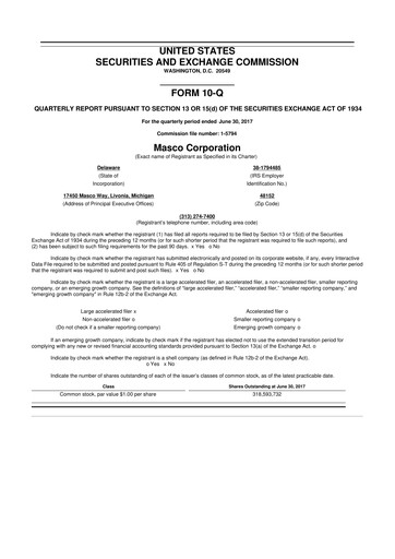 Miniature Masco 10-Q Rapport trimestriel 2017 