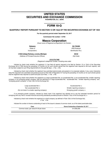 Miniature Masco 10-Q Rapport trimestriel 2017 