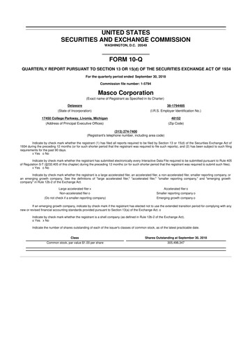 Miniature Masco 10-Q Rapport trimestriel 2018 