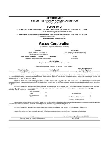 Miniature Masco 10-Q Rapport trimestriel 2025 