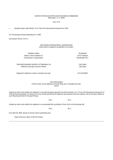 Thumbnail Matthews International Corporation
 10-Q Quarterly Report FY 