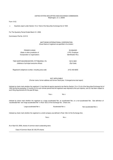 Thumbnail Matthews International Corporation
 10-Q Quarterly Report FY 