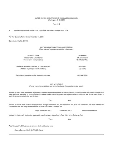 Thumbnail Matthews International Corporation
 10-Q Quarterly Report FY 