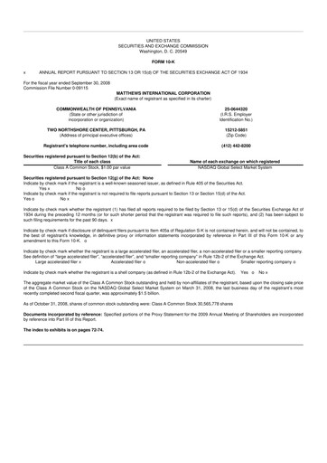 Thumbnail Matthews International Corporation
 10-K Annual Report 