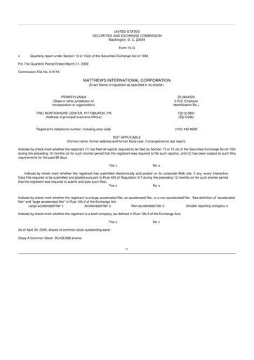 Thumbnail Matthews International Corporation
 10-Q Quarterly Report FY 