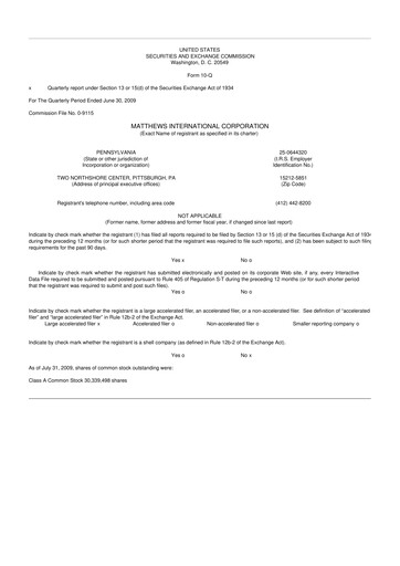 Thumbnail Matthews International Corporation
 10-Q Quarterly Report FY 