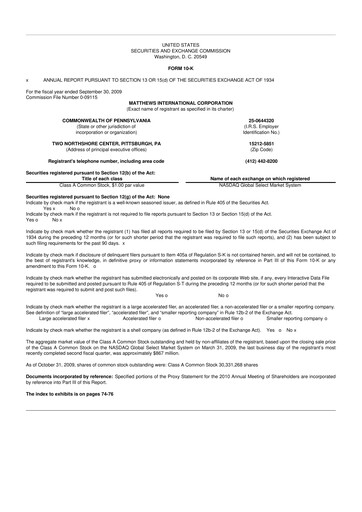 Thumbnail Matthews International Corporation
 10-K Annual Report 