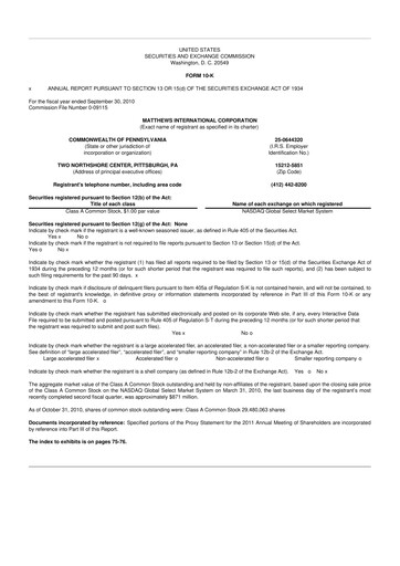 Thumbnail Matthews International Corporation
 10-K Annual Report 2010