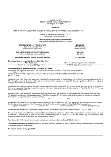 Thumbnail Matthews International Corporation
 10-K Annual Report 2013