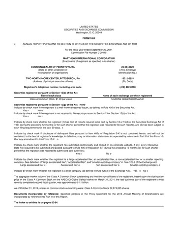 Thumbnail Matthews International Corporation
 10-K Annual Report 2014