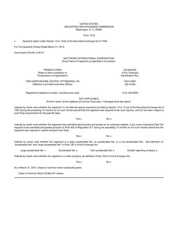 Thumbnail Matthews International Corporation
 10-Q Quarterly Report FY2015 
