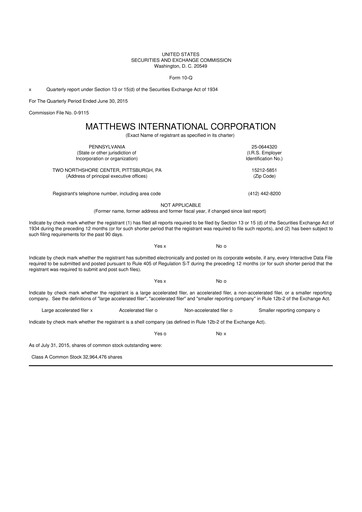 Thumbnail Matthews International Corporation
 10-Q Quarterly Report FY2015 