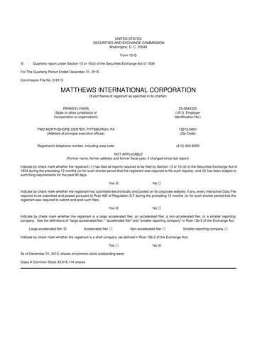 Thumbnail Matthews International Corporation
 10-Q Quarterly Report FY2016 