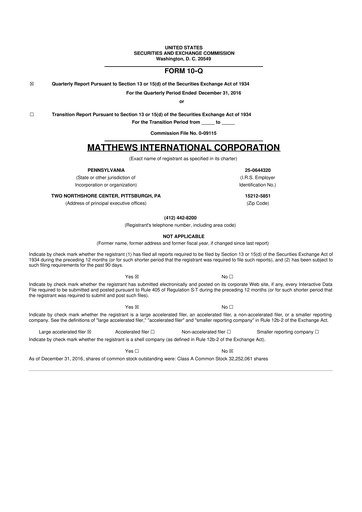 Thumbnail Matthews International Corporation
 10-Q Quarterly Report FY2017 