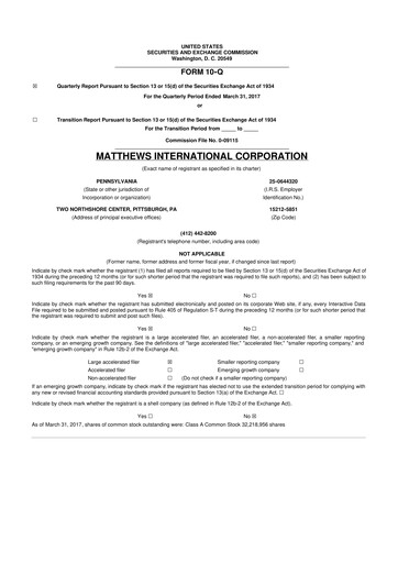 Thumbnail Matthews International Corporation
 10-Q Quarterly Report FY2017 