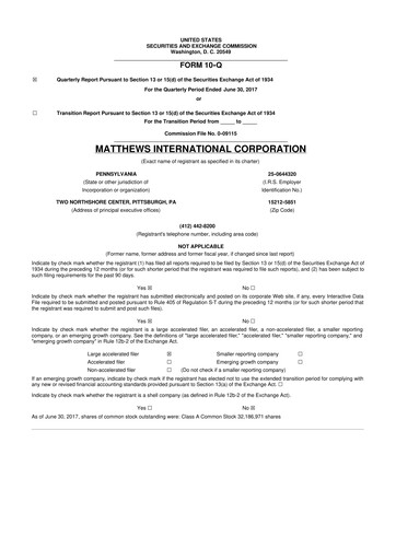 Thumbnail Matthews International Corporation
 10-Q Quarterly Report FY2017 