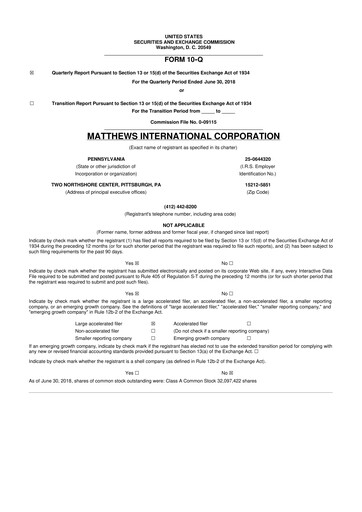 Thumbnail Matthews International Corporation
 10-Q Quarterly Report FY2018 