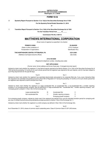 Thumbnail Matthews International Corporation
 10-Q Quarterly Report FY2019 