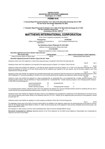Thumbnail Matthews International Corporation
 10-K Annual Report 2022