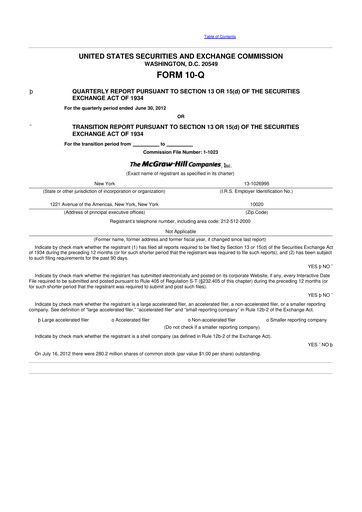 Thumbnail S&P Global 10-Q Quarterly Report FY2012 