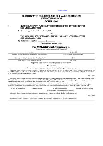 Thumbnail S&P Global 10-Q Quarterly Report FY2012 