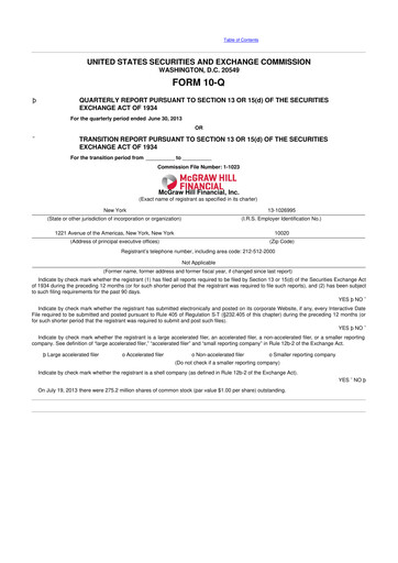 Thumbnail S&P Global 10-Q Quarterly Report FY2013 