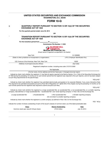 Thumbnail S&P Global 10-Q Quarterly Report FY2014 