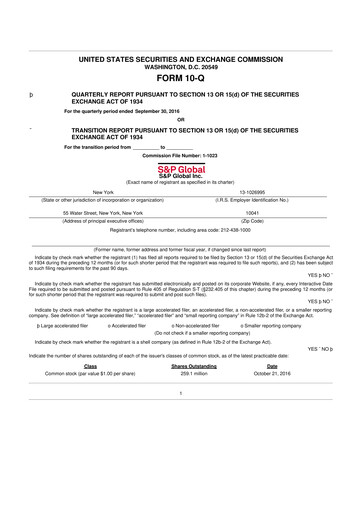 Thumbnail S&P Global 10-Q Quarterly Report FY2016 