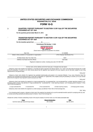 Thumbnail S&P Global 10-Q Quarterly Report FY2018 