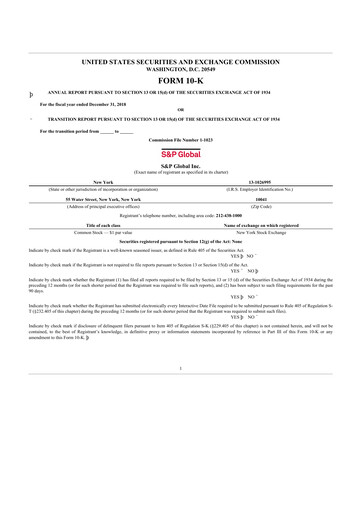 Thumbnail S&P Global 10-K Annual Report 2018