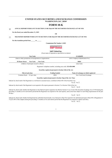 Thumbnail S&P Global 10-K Annual Report 2019