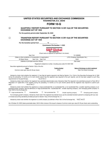 Thumbnail S&P Global 10-Q Quarterly Report FY2020 