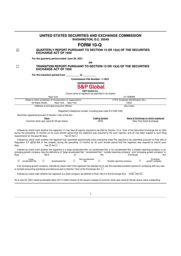 Thumbnail S&P Global 10-Q Quarterly Report FY2021 