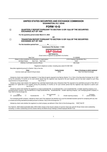 Thumbnail S&P Global 10-Q Quarterly Report FY2023 