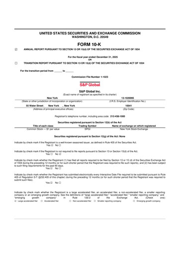 Miniature S&P Global 10-K Rapport annuel 2025