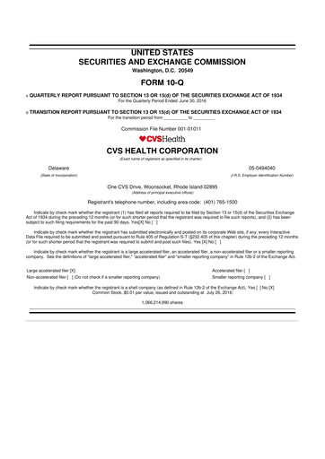 Vorschaubild CVS Health 10-Q Quartalsbericht 2016 