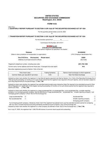 Vorschaubild CVS Health 10-Q Quartalsbericht 2020 