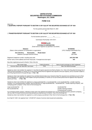 Vorschaubild CVS Health 10-Q Quartalsbericht 2021 