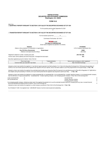 Vorschaubild CVS Health 10-Q Quartalsbericht 2021 