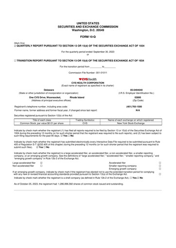 Vorschaubild CVS Health 10-Q Quartalsbericht 2023 