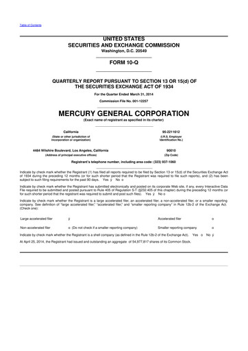 Thumbnail Mercury General
 10-Q Quarterly Report FY2014 