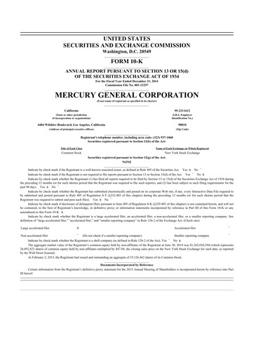 Thumbnail Mercury General
 10-K Annual Report 2014