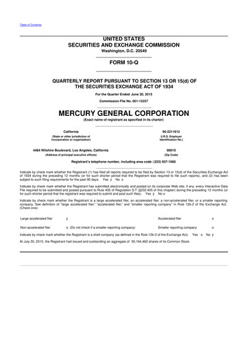 Thumbnail Mercury General
 10-Q Quarterly Report FY2015 
