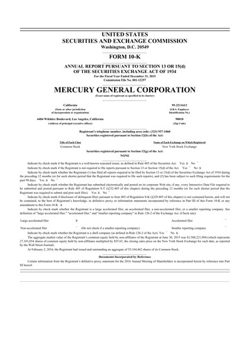 Thumbnail Mercury General
 10-K Annual Report 2015